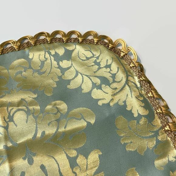 Farmhouse Table Runner Reversible Gimp Trim Mantle Dresser Scarf Foil Print - Picture 3 of 7